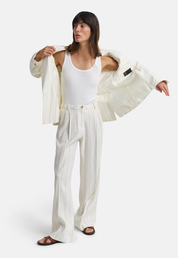 PINSTRIPE - Trousers - eggshell2