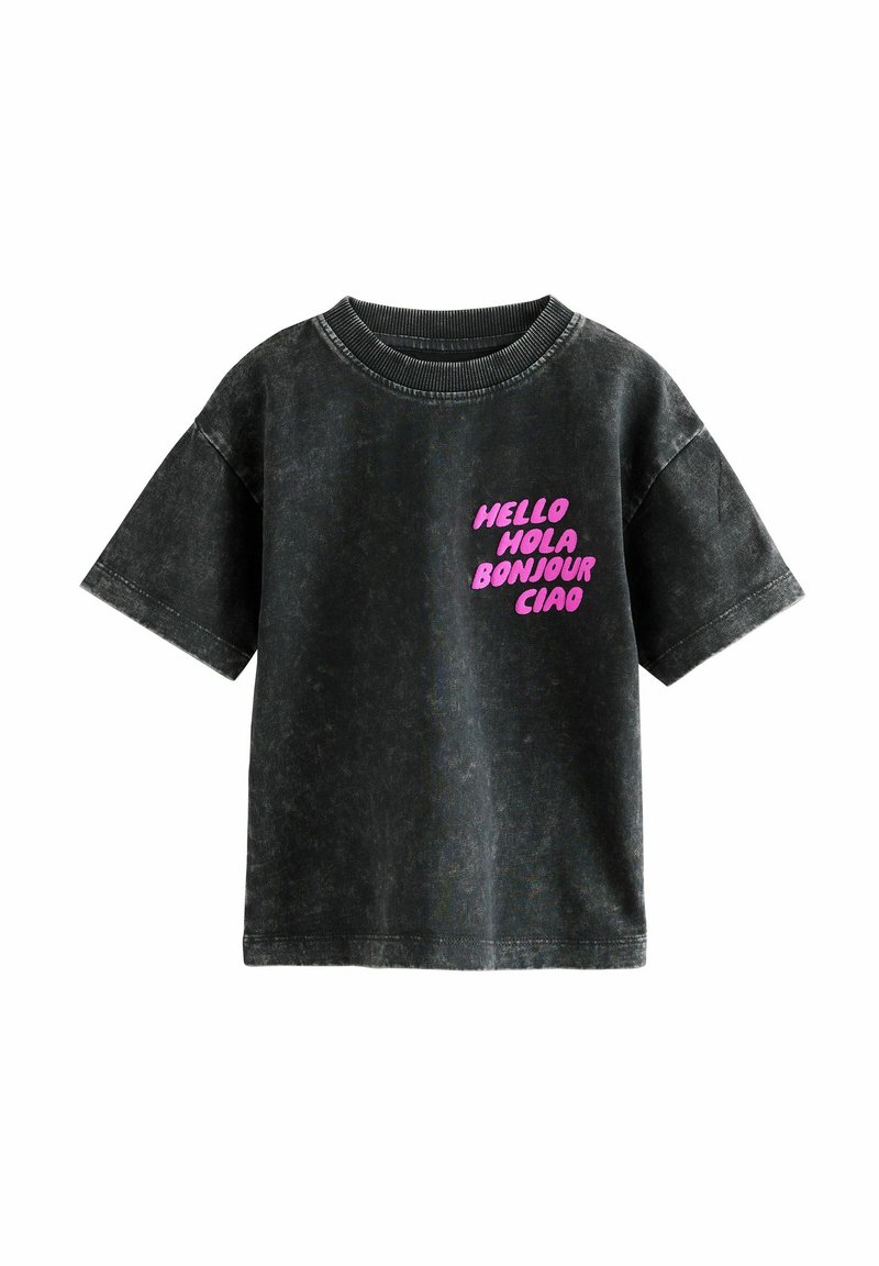 Next REGULAR FIT - SHORT SLEEVE GRAPHIC  - Apdrukāts T-krekls - black acid wash