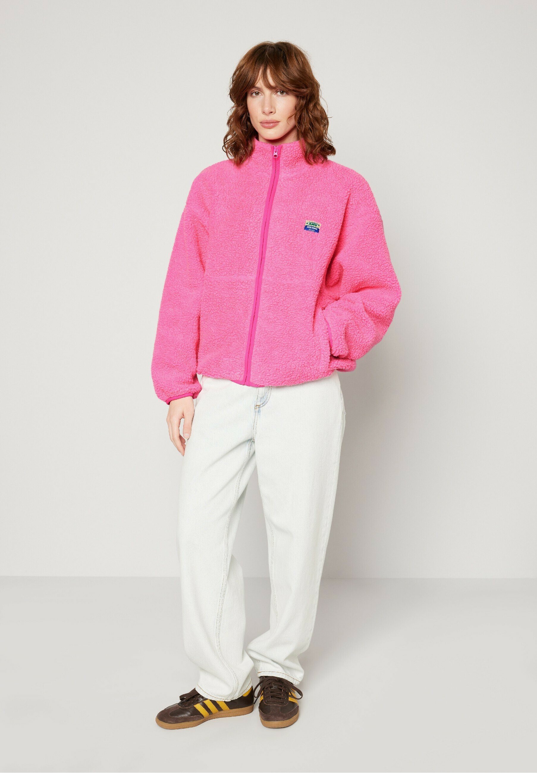 ダウンジャケット・コート [MATINKIM]logo point fleece hoody jumper for women in pink LOGO POINT FLEECE HOODY JUMPER FOR WOMEN IN PINK – Matin Kim
