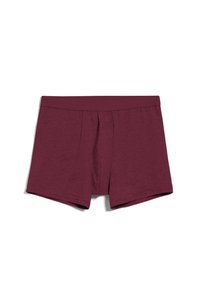 Burgunderfarbene Boxershorts aus weichem Stoff, mit flachem Bund, ohne sichtbare Nähte und in taillierter Form.