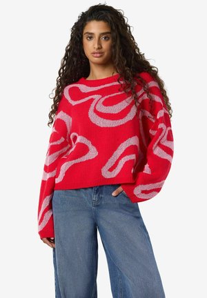 NMKOURTNEY LS O NECK SWIRL  FWD DD - Džemperis - begonia pink