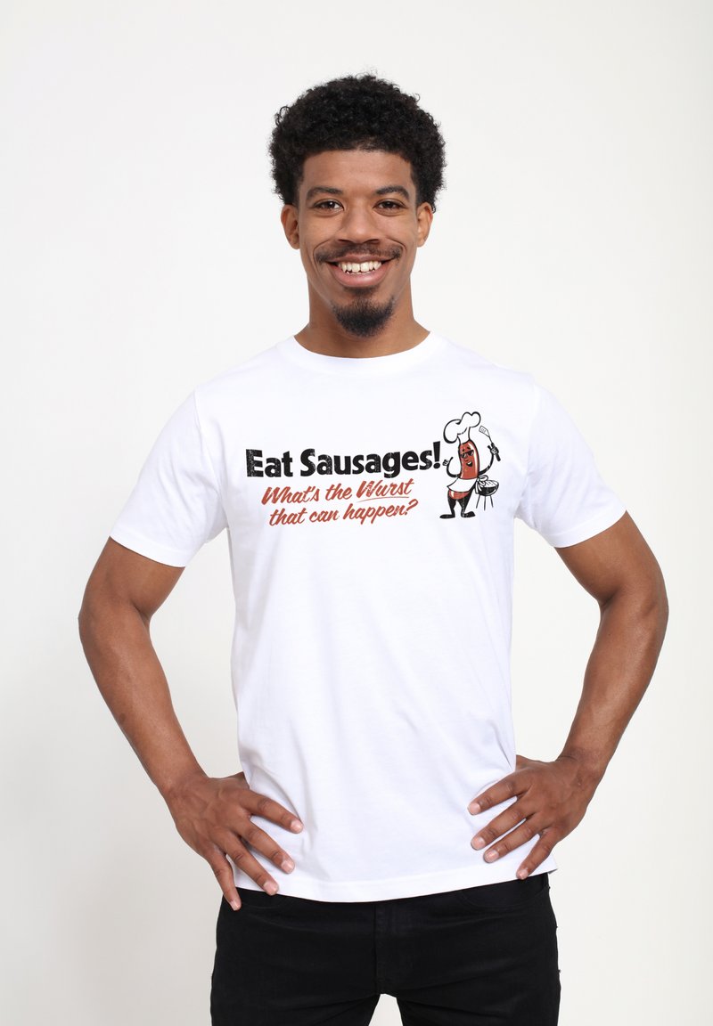 Henry Tiger FOOD DUKE SONS SAUSAGES - Camiseta estampada - white