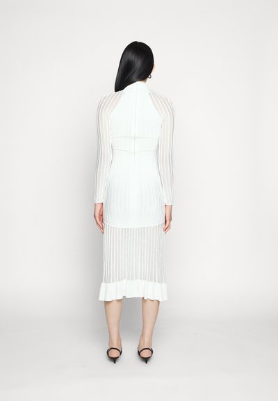 Hervé Léger SHEER FLUTED STRIPE MIDI DRESS - Robe pull - alabaster