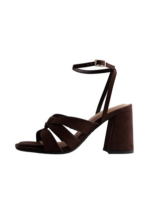 New Look Wide Fit, WIDE FIT DARK    BLOCK HEEL SANDALS - Sandalen met hoge hak - dark brown