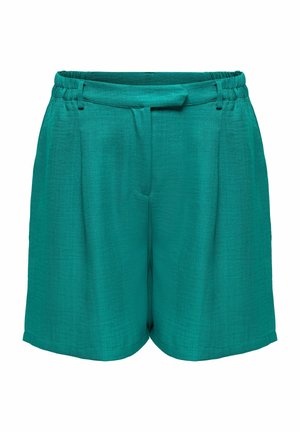Turkise shorts med høj talje med elastik i taljen, stofbælte og en let struktureret finish.