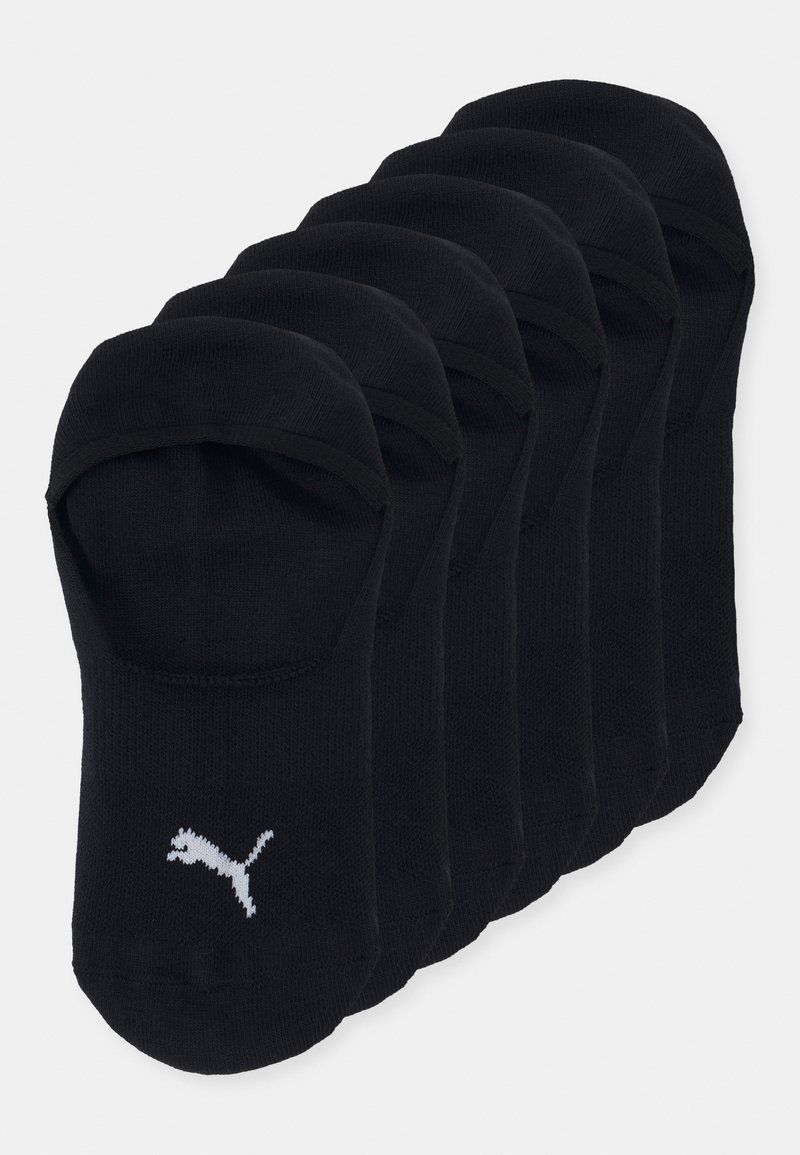 Meias pretas até ao tornozelo, em pacote de cinco. Feitas de um tecido macio com uma textura ribbed e um logo branco da Puma em cada meia.