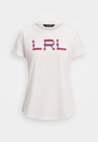 BEADED LOGO COTTON JERSEY TEE - Trükipildiga T-särk - white