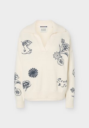 Scotch & Soda, EMBROIDERED OVERSIZED FIT - Πουλόβερ - eggnog