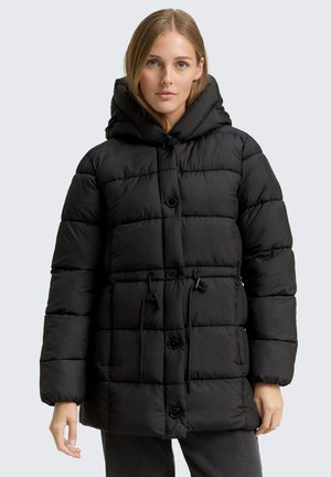 PUFFER-MIT KNOPFLEISTE - Wintermantel - deep black