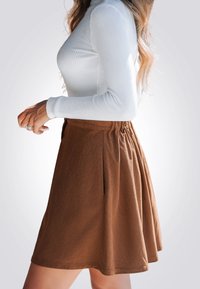 Cupshe FRONT BUTTON FLARED MINI - Jupe trapèze - brown