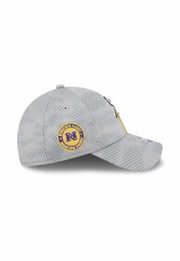 Grau gemusterte Baseballkappe mit Minnesota Vikings Logo-Patch an der Seite und gebogenem Schirm, im Seitenansicht gezeigt.