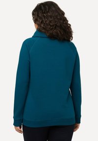Ulla Popken LONG SLEEVE STAND-UP COLLAR SNOWFLAKE - Felpa - petrol