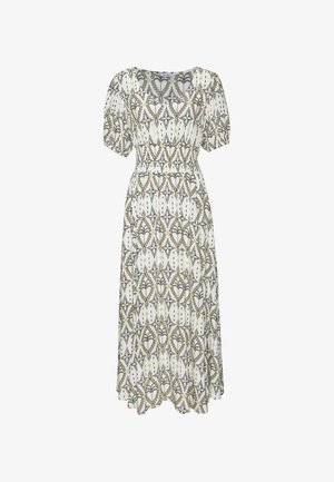 LASCANA, Maxikleid - creme-khaki-schwarz bedruckt