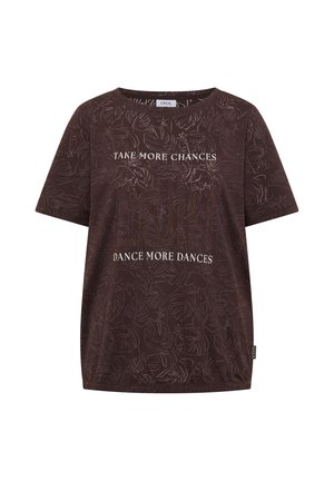Cecil, T-SHIRT IN AUSBRENNER-OPTIK - Printtipaita - brown cacao
