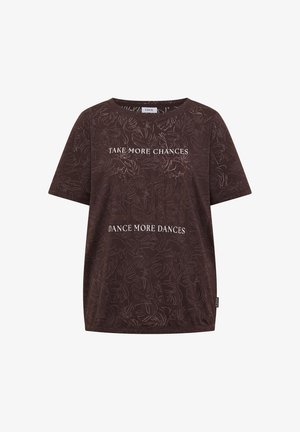 Cecil, T-SHIRT IN AUSBRENNER-OPTIK, ciemnobrązowy