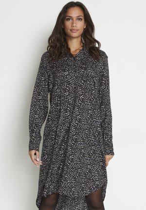 Shirt dress - black grape leaf leo dot