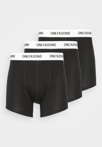 Schwarze Baumwolle Boxerbriefs im Dreierpack mit einem weißen Gummibund, auf dem das "ONLY&SONS"-Logo in Schwarz gedruckt ist.