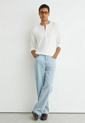Reiss, REGULAR FIT - FRANCISCO RIBBED LONG-SLEEVE HENLEY T-SHIRT - Maglietta a manica lunga - white