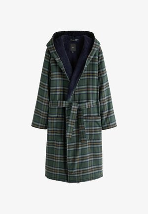 Next, REGULAR FIT - CHECK BORG LINED DRESSING GOWN - Bademantel - green