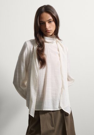 Stefanel, BLOUSE WITH BOW COLLAR, REGULAR FIT. - Bluse - optical white