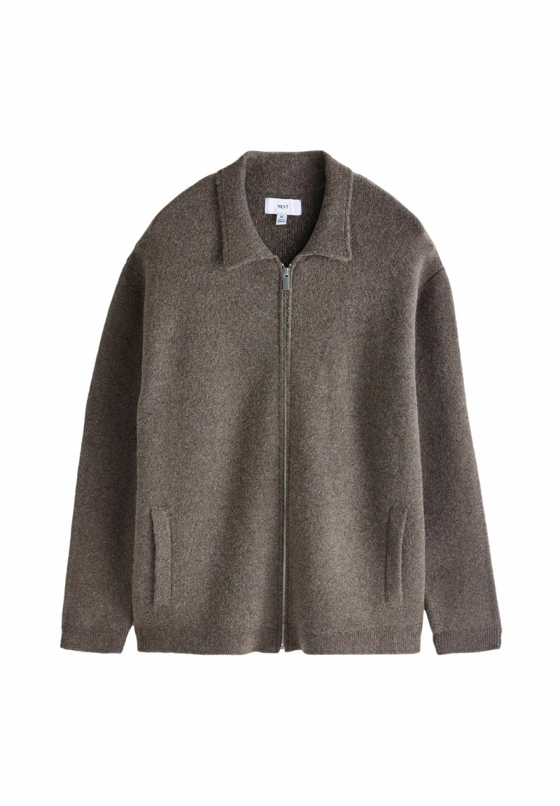 Next - TEXTURED ZIP-THROUGH-REGULAR FIT - Strickjacke - brown, Vergrößern