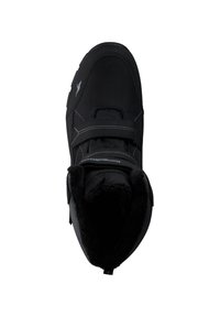 Schwarze Winterstiefel mit Obermaterial aus synthetischem Stoff, flauschigem Futter und doppelten Klettverschlüssen. Mit verstärkter Zehenpartie, strukturiertem Sohlenprofil und Logodetails.