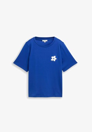 TOM TAILOR, TOM TAILOR T-SHIRT T-SHIRT MIT HÄKEL-DETAIL - Trükipildiga T-särk - shiny royal blue