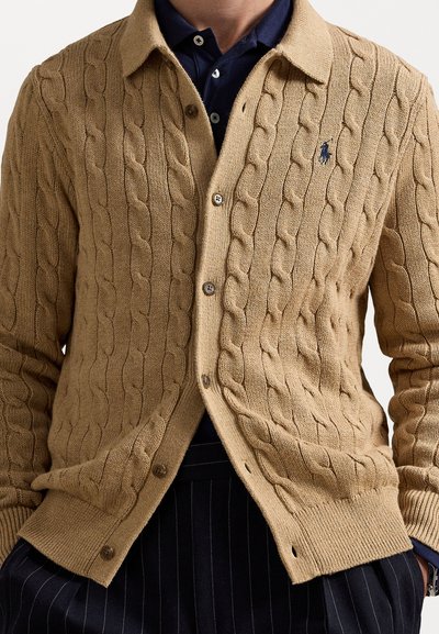 Polo Ralph Lauren CABLE-KNIT CARDIGAN - Chaqueta de punto - camel melange