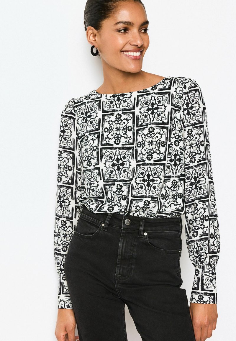 Next CREW NECK CUFF STANDARD - Bluse - monochrome tile
