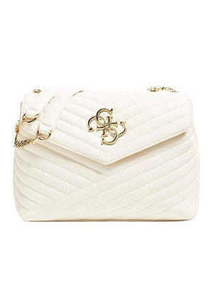 Witte gewatteerde leren handtas met gouden kettingschouderriem en gouden in elkaar grijpende G- en S-logo op het voorspat.
