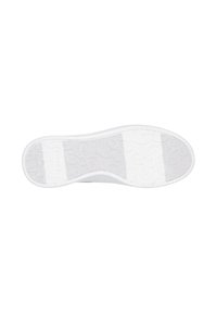 Suela de zapato de goma blanca con patrón floral texturizado y secciones lisas; bordes redondeados y ligera curvatura que mejora la comodidad.