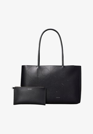 Calvin Klein EMBLEM PERFOR TOTE - Nakupovalna torba - black