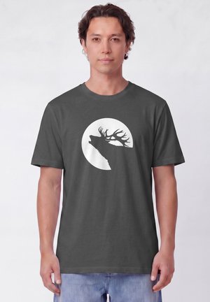 watapparel, RÖHRENDER HIRSCH UNISEX - Print T-shirt - anthracite