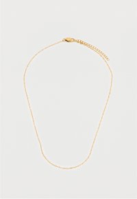 Κολιέ αλυσίδα σε χρυσαφί χρώμα με λεπτό σχέδιο, οβάλ κρίκους και κούμπωμα. Διαθέτει ρυθμιζόμενη αλυσίδα επέκτασης για προσαρμογή.