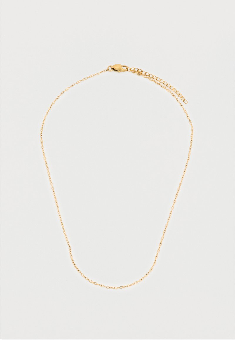 Κολιέ αλυσίδα σε χρυσαφί χρώμα με λεπτό σχέδιο, οβάλ κρίκους και κούμπωμα. Διαθέτει ρυθμιζόμενη αλυσίδα επέκτασης για προσαρμογή.