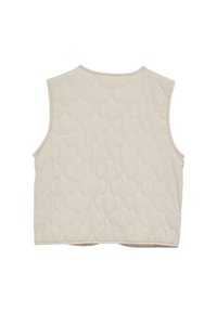 Vadderad väst i ljusbeige, ärmlös design med rundad mönsterstruktur. Mjuk tyg, rund halsringning och ren, enkel finish.