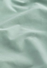 Jasnozielony materiał o gładkiej fakturze, z delikatnymi fałdami i subtelnym połyskiem. Materiał wydaje się miękki z lekkim naciągiem.