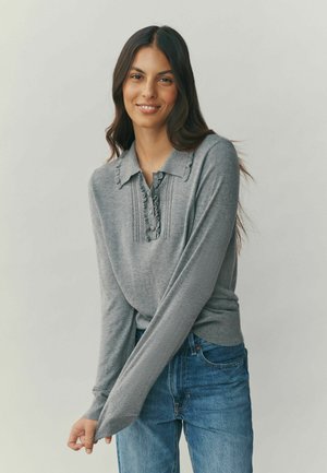 REGULAR FIT - SOFT TOUCH RICH FRILL POLO TOP - Strickpullover - grey