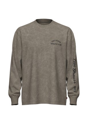 Olijfgroene sweatshirt met lange mouwen, gemaakt van zachte stof. Kenmerkt een opdruk van "Two Horse Athletic Club" op de borst en "Levi Strauss 1873" op de mouw.