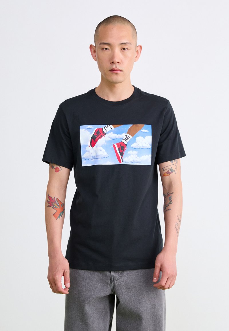Jordan CREW - Tricou cu imprimeu - black/white