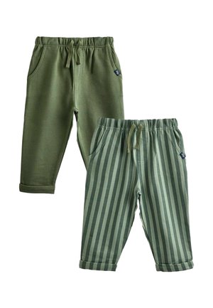 REGULAR FIT - VERTICAL STRIPE AND PLAIN JOGGERS 2 PACK - Tepláky - khaki green stripe khaki