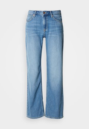 Šviesiai mėlynos plačios kelnės iš džinso audinio. Turi aukštą liemenį, klasikinius penkių kišenių dizainą ir subtilų išblukimą. Apačia tvarkingai užbaigta.