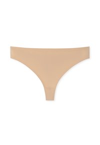 Thong nude sans couture, fabriqué en matériau doux et extensible. Présente une finition lisse et un design minimaliste avec des côtés étroits et une taille basse.