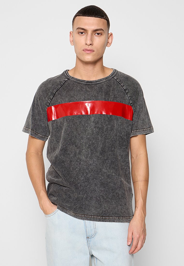 Diesel T-shirt print grijs denim/greydenim