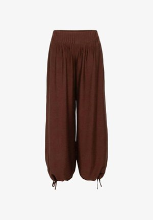 THE-ARE, PANTALÓN ANCHO LARGO FLUIDO CON JARETAS DE MUJER - Pantalones - marrón