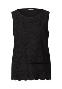 MIT ZIERSTICKEREI - Top - schwarz