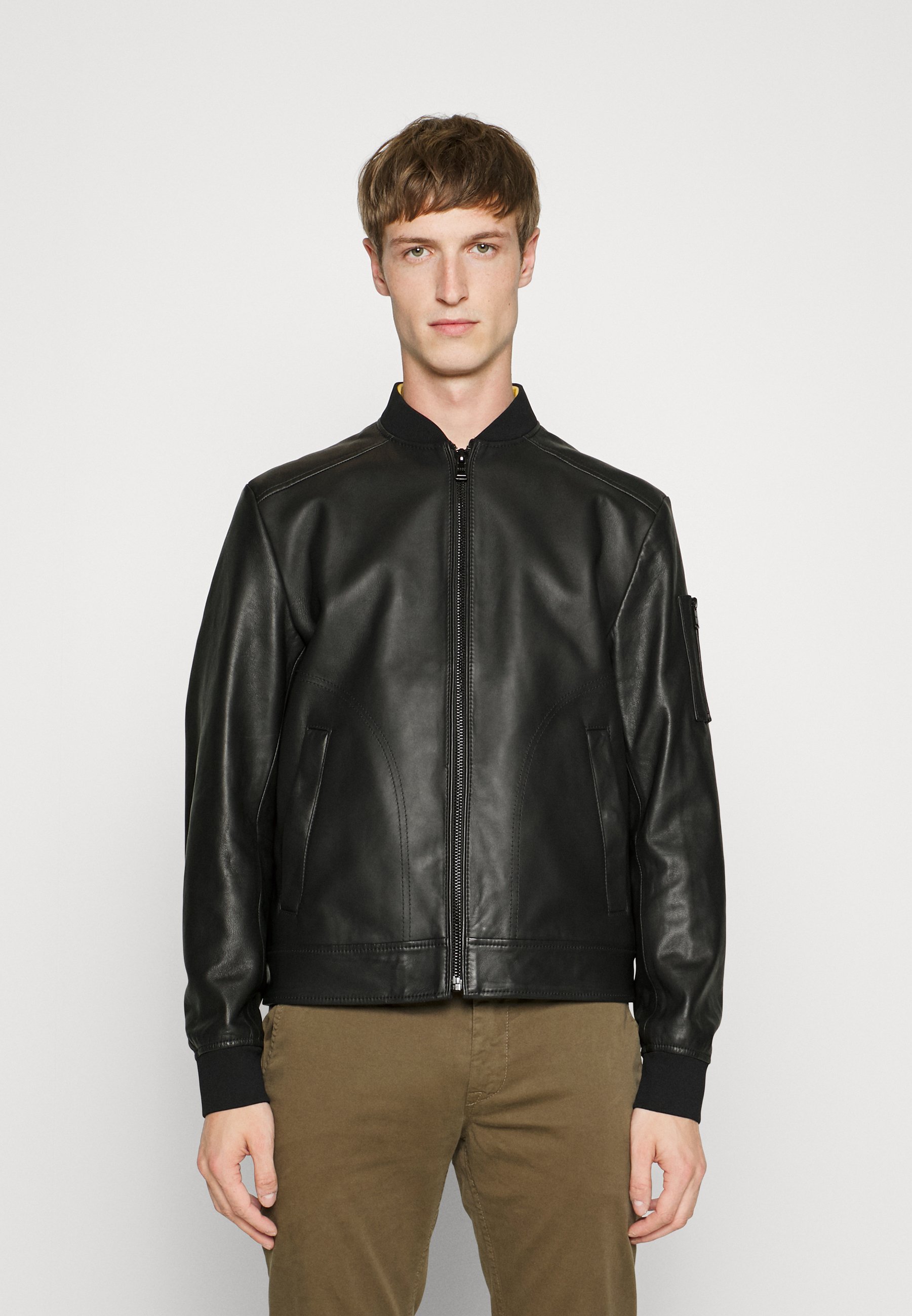 Boss Malba Leather Jacket, Men's, Size: 48R, Black