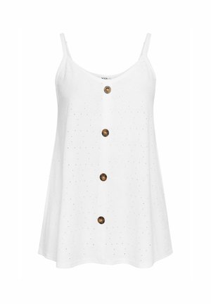 Yours Clothing BRODERIE ANGLAISE BUTTON FRONT - Top - white