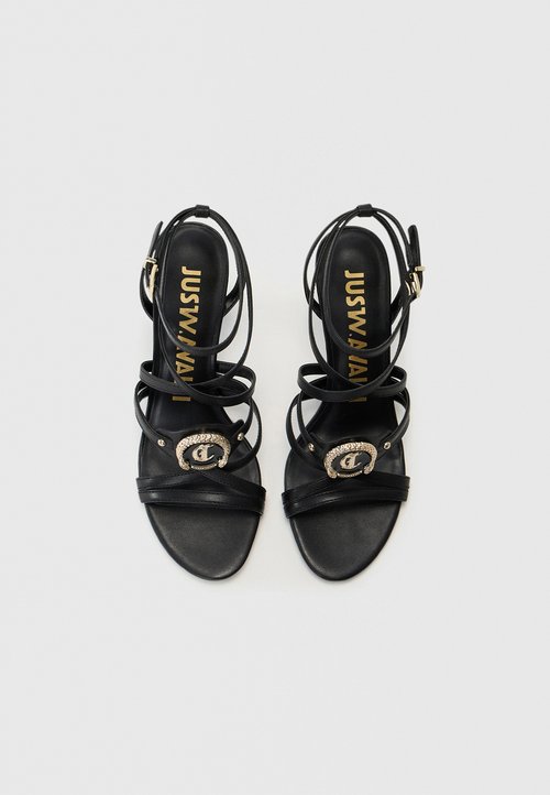 Sandalias Negras Tacon Versace Jeans Couture Sandalias De
