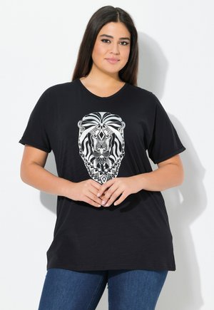 Ulla Popken MANDALA ANIMAL MOTIF SHORT SLEEVE - Print T-shirt - black